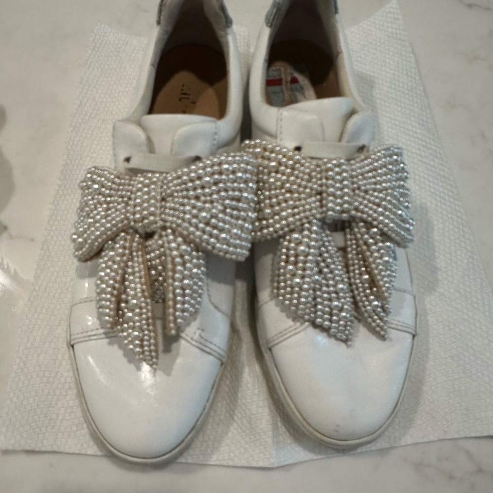 INC International Concepts White Pearl Bow Sneakers